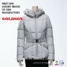 2016 Chinese Manufacture Short Warm White Frauen Winter Daunenjacke mit Kapuze